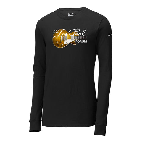The Les Paul Forum Logo Nike Core Cotton Long Sleeve T-Shirt (Men) - Black